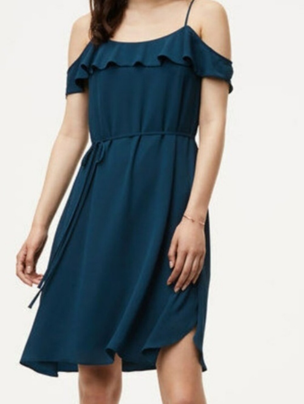 LOFT Prussia Cold Shoulder  Dress in Deep Teal